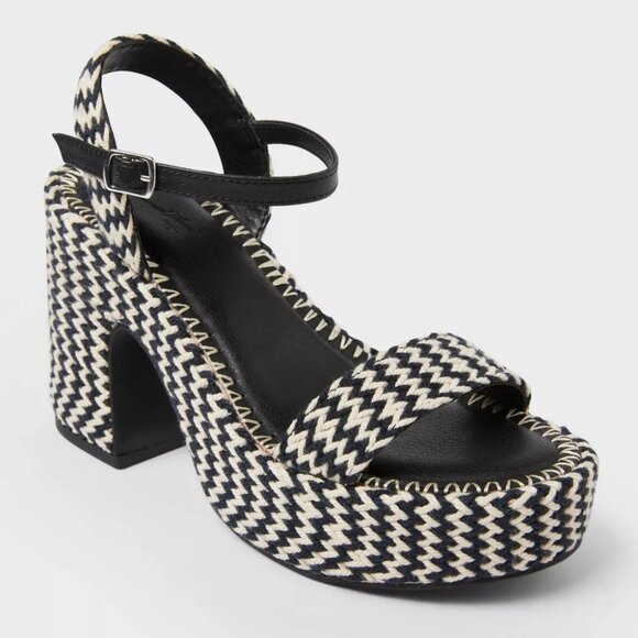 NEW Universal Thread Women's Madeline Woven Platform Sandal Heels - Black - Size - Picture 1 of 7